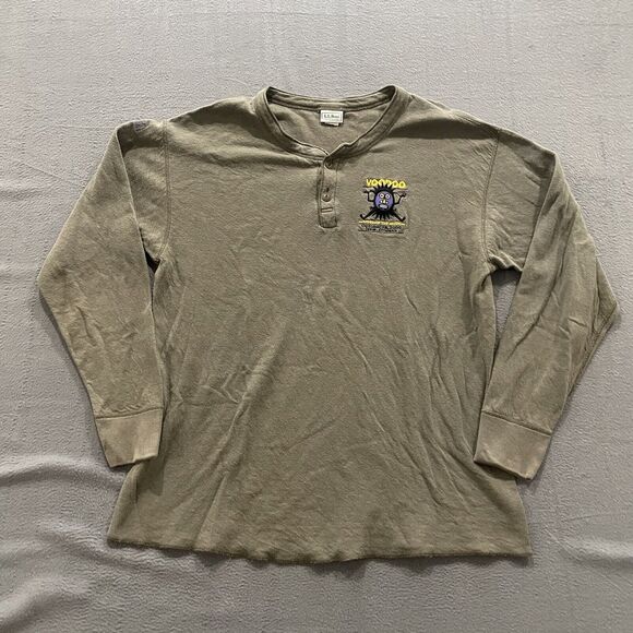 Vintage Voodoo Fest Shirt Mens XL L.L. Bean River Driver's Henley Merino Wool - Picture 1 of 10
